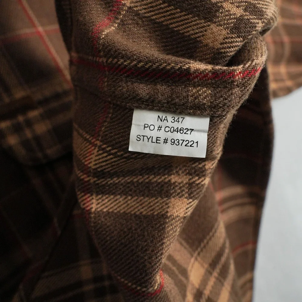 Chaps Ralph Lauren Mens Brown Plaid Cotton Wool Blend Button Down Shirt XL‎